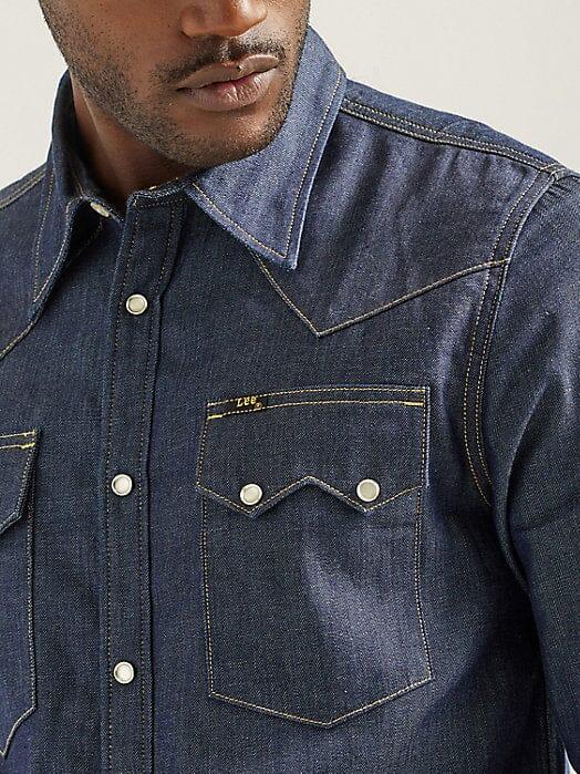 Men's Lee - 101 Western Shirt in Dry Indigo - City Workshop Men's Supply Co.