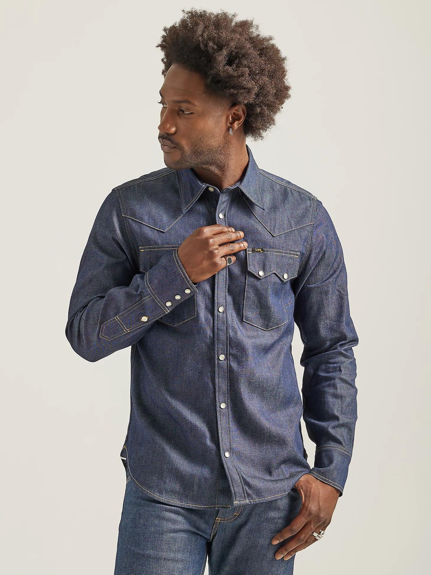 Men's Lee - 101 Western Shirt in Dry Indigo - City Workshop Men's Supply Co.