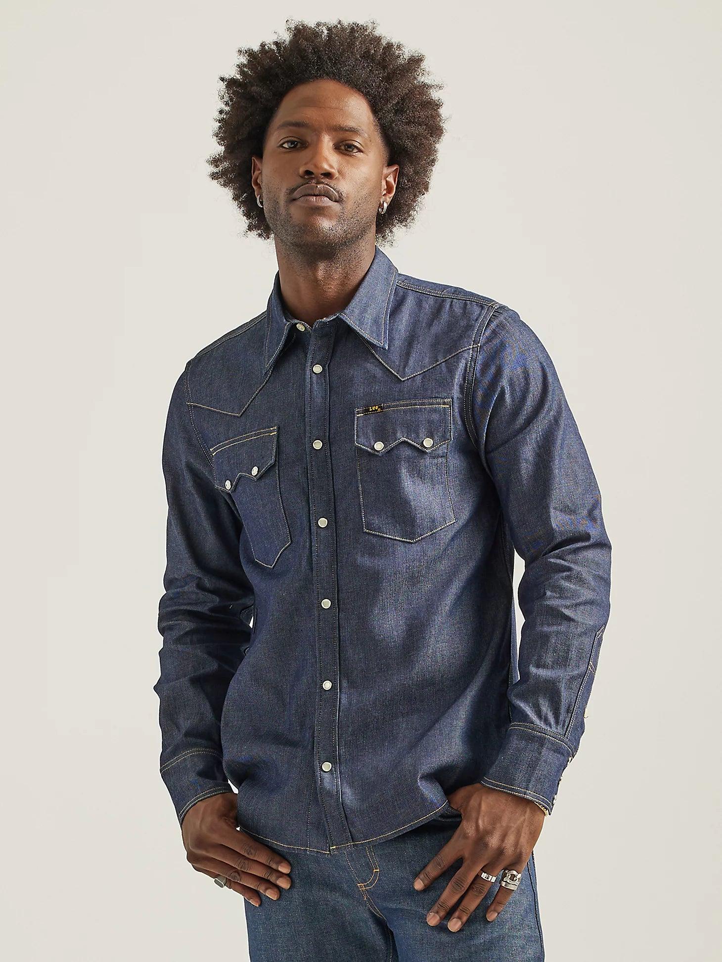 Men's Lee - 101 Western Shirt in Dry Indigo - City Workshop Men's Supply Co.
