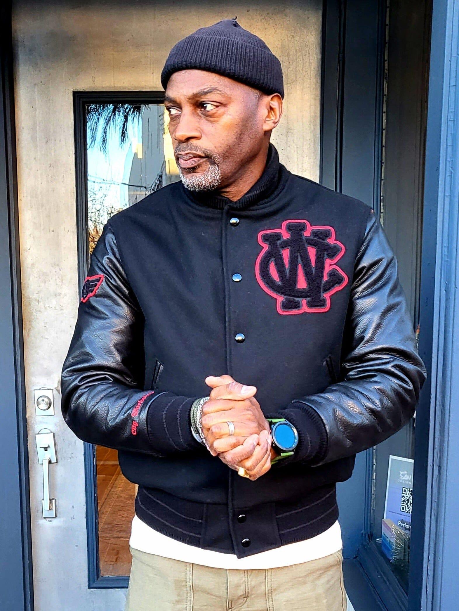 City Workshop x Golden Bear Black/Black/Red Wool/Leather Varsity Jacket - City Workshop Men's Supply Co.