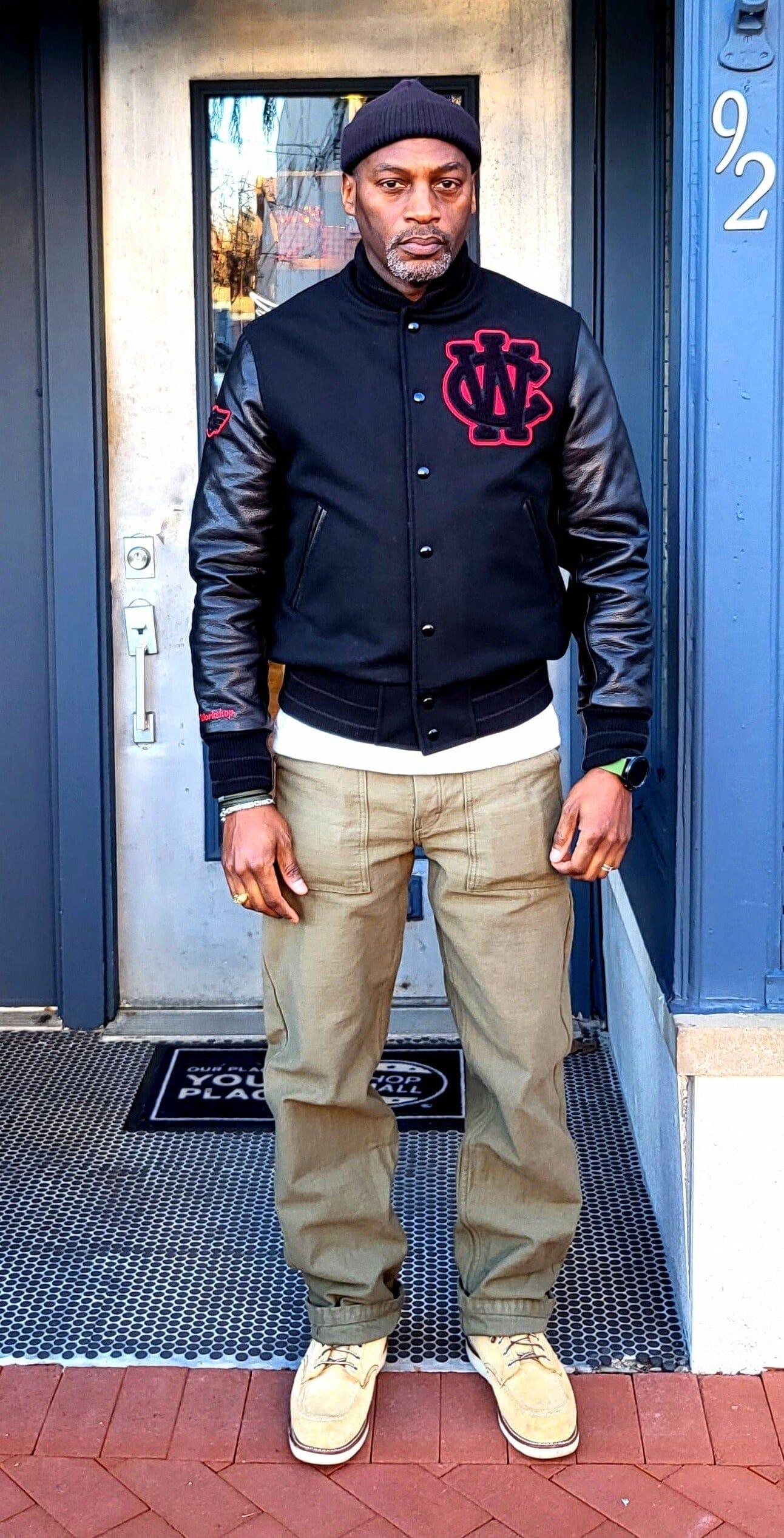 City Workshop x Golden Bear Black/Black/Red Wool/Leather Varsity Jacket - City Workshop Men's Supply Co.