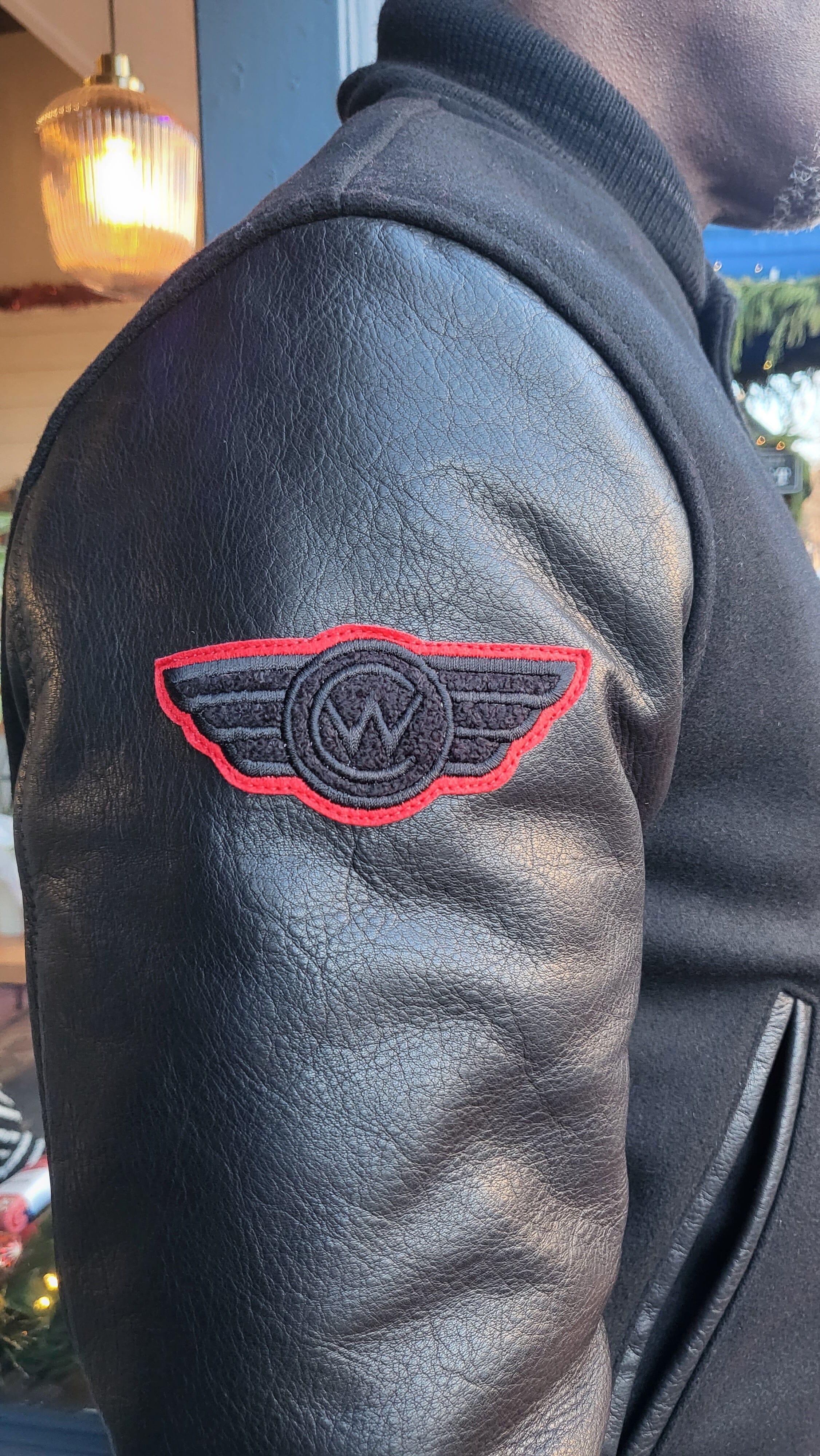 City Workshop x Golden Bear Black/Black/Red Wool/Leather Varsity Jacket - City Workshop Men's Supply Co.