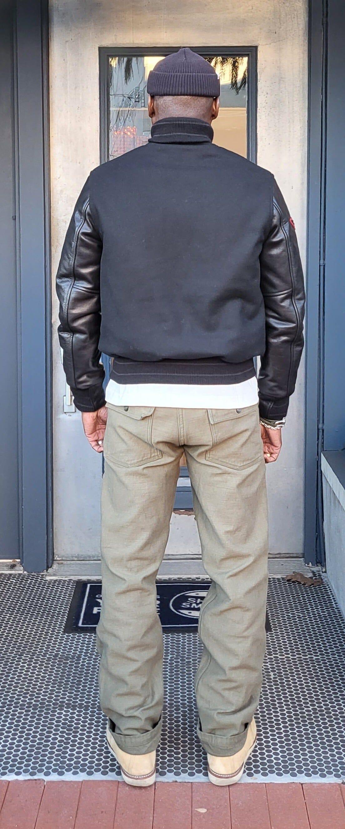 City Workshop x Golden Bear Black/Black/Red Wool/Leather Varsity Jacket - City Workshop Men's Supply Co.