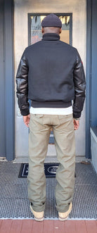 City Workshop x Golden Bear Black/Black/Red Wool/Leather Varsity Jacket - City Workshop Men's Supply Co.