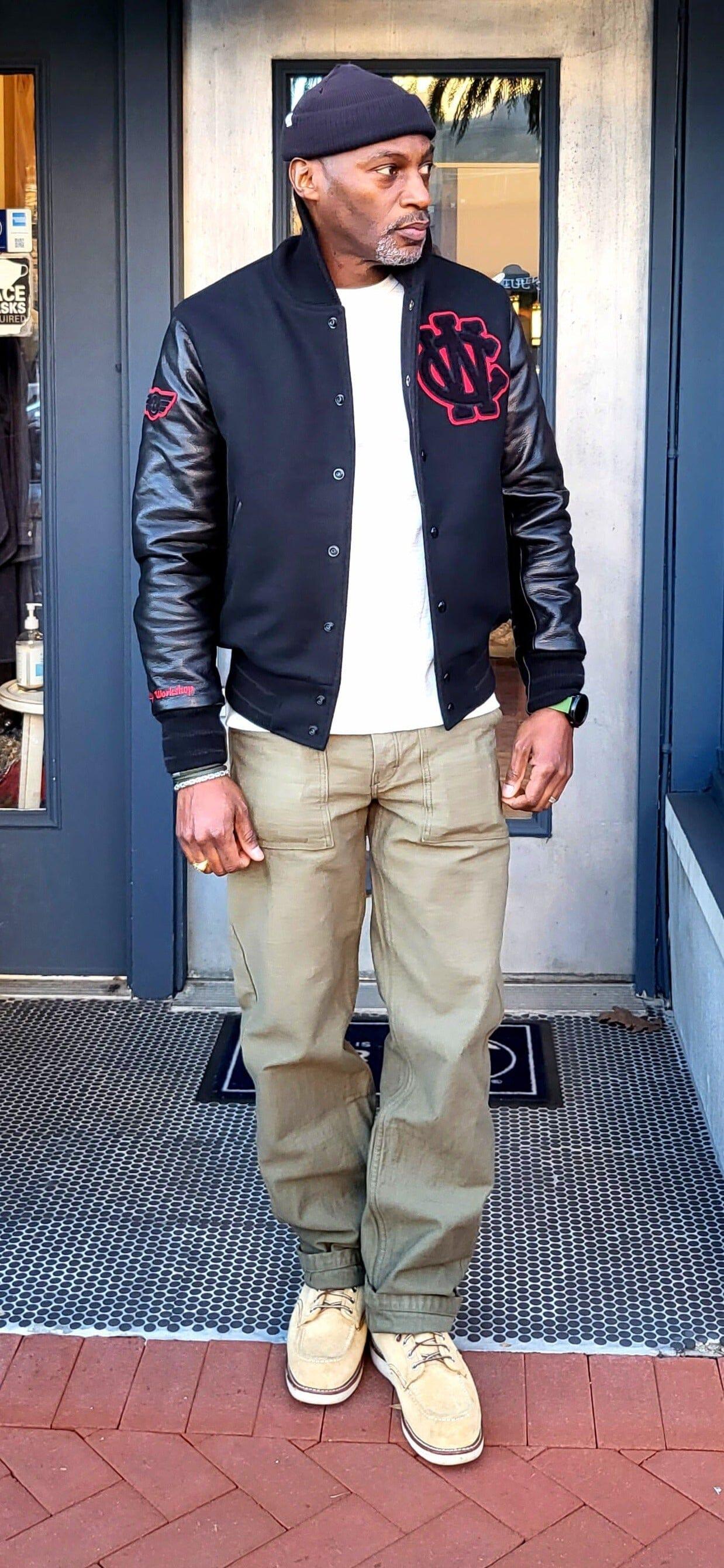 City Workshop x Golden Bear Black/Black/Red Wool/Leather Varsity Jacket - City Workshop Men's Supply Co.