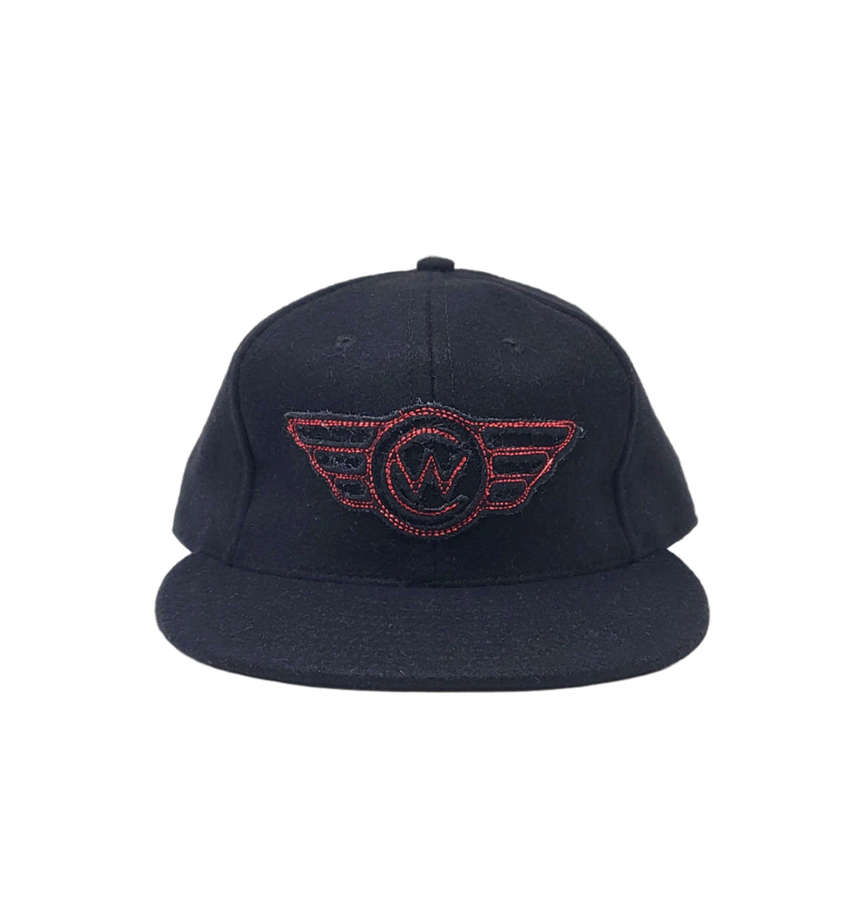 City Workshop "Wings" Logo Cap - Black/Black/Red Stitch - City Workshop Men's Supply Co.