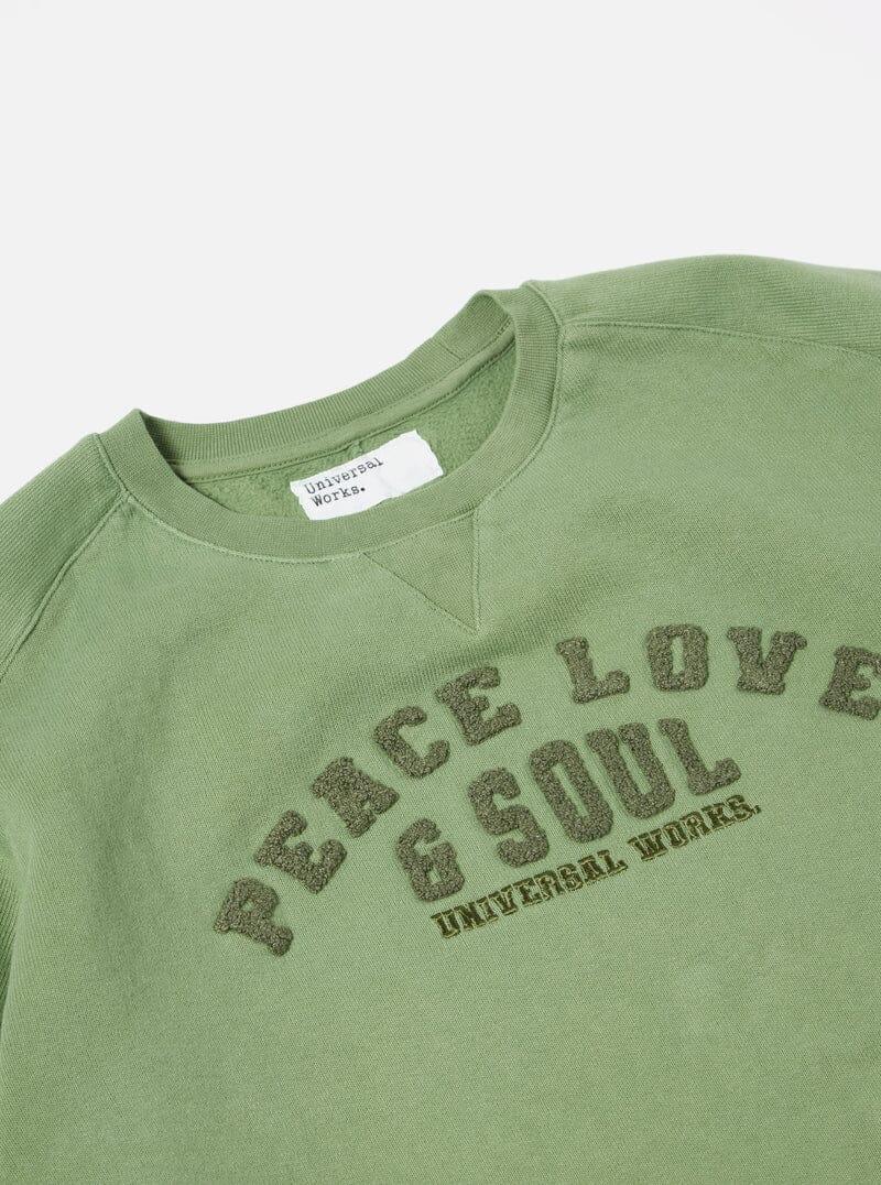 Universal Works - Classic Crew Sweatshirt In Green Dry Brushback PLS - City Workshop Men's Supply Co.