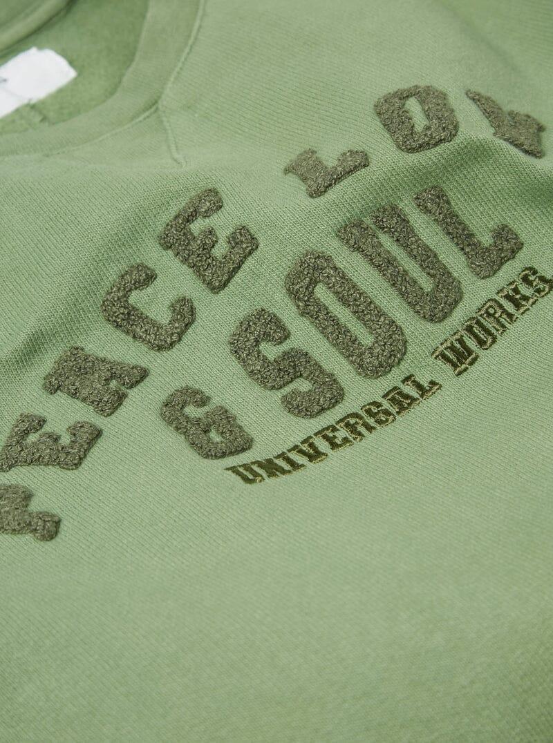 Universal Works - Classic Crew Sweatshirt In Green Dry Brushback PLS - City Workshop Men's Supply Co.