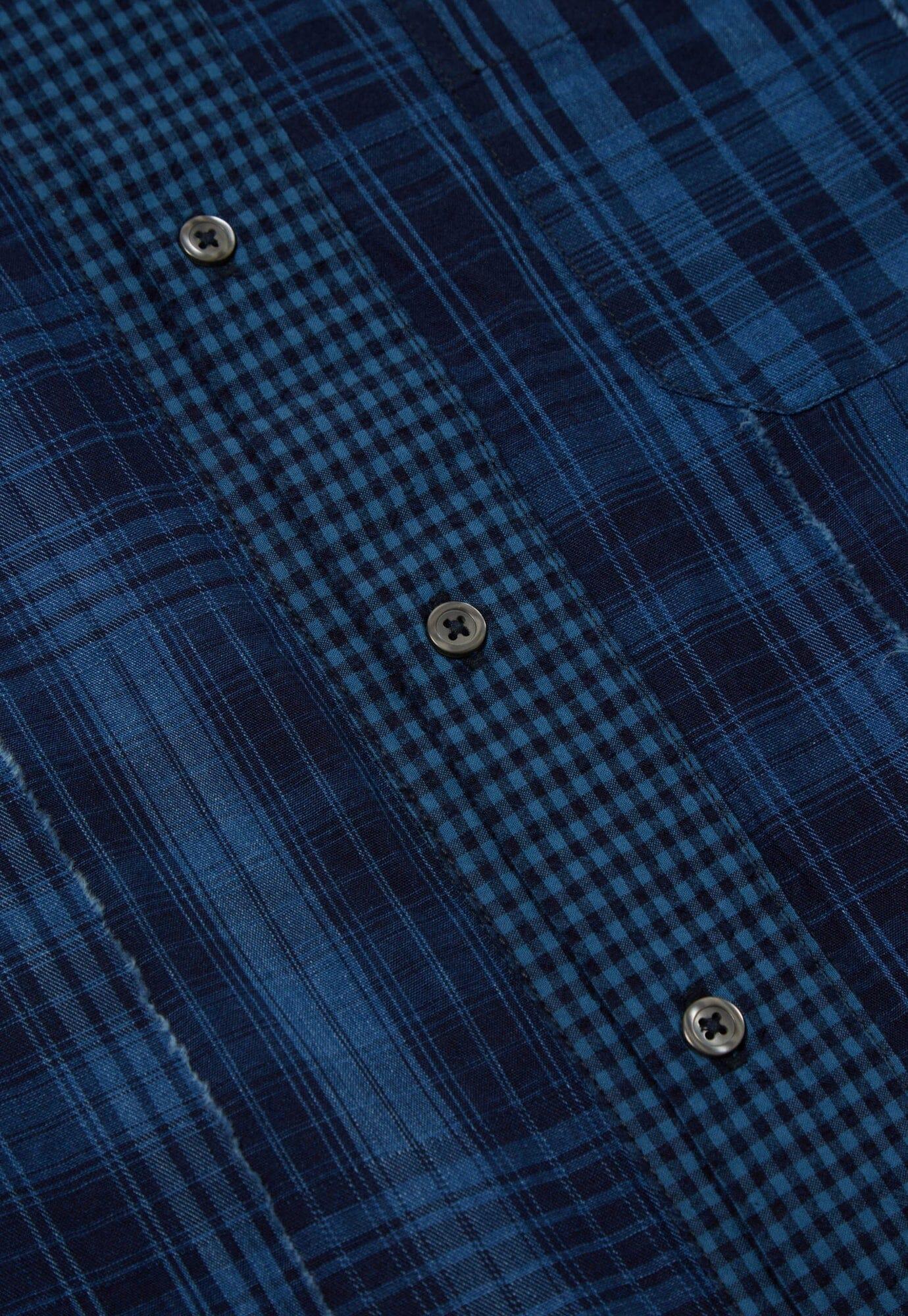 Universal Works - Border Road Shirt In Indigo Raw/Gingham Mix - City Workshop Men's Supply Co.