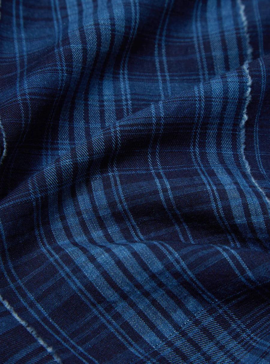 Universal Works - Border Road Shirt In Indigo Raw/Gingham Mix - City Workshop Men's Supply Co.