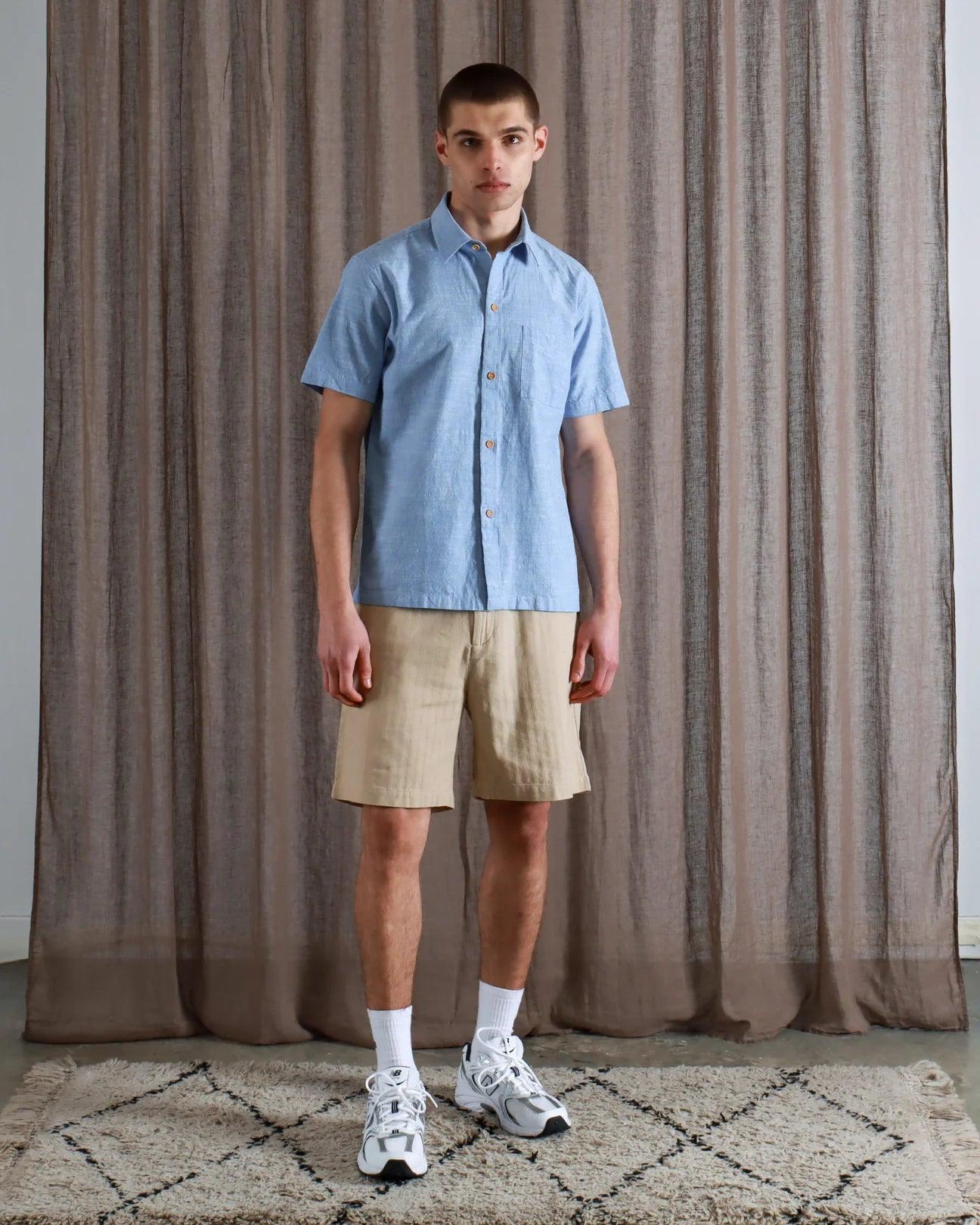 Far Afield - Costa Shirt - Allure Blue Chambray Slub - City Workshop Men's Supply Co.