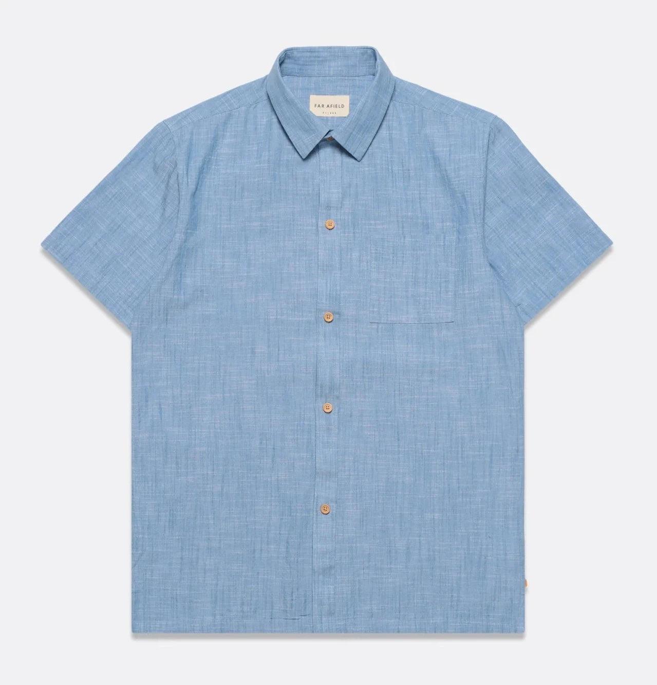 Far Afield - Costa Shirt - Allure Blue Chambray Slub - City Workshop Men's Supply Co.