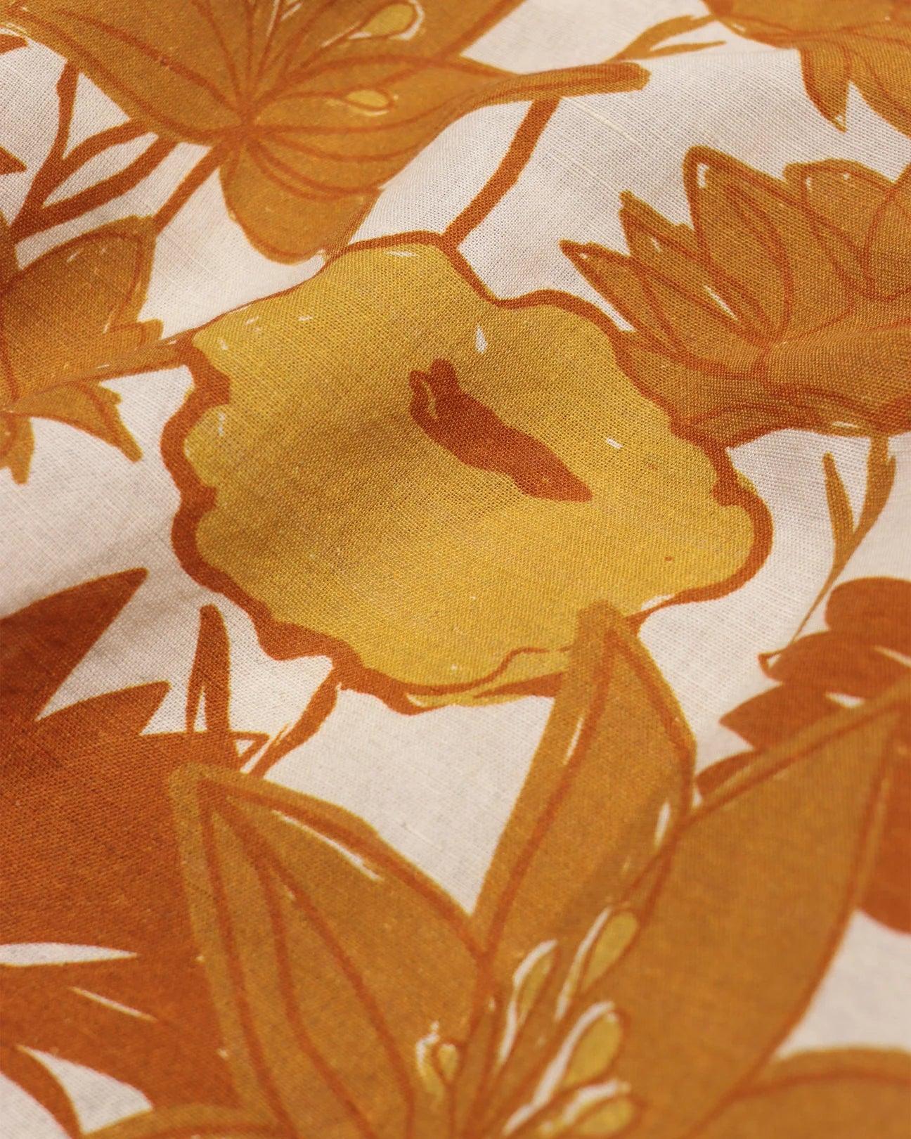 Far Afield - Selleck Shirt - Honey Gold Flower Collage Print - City Workshop Men's Supply Co.