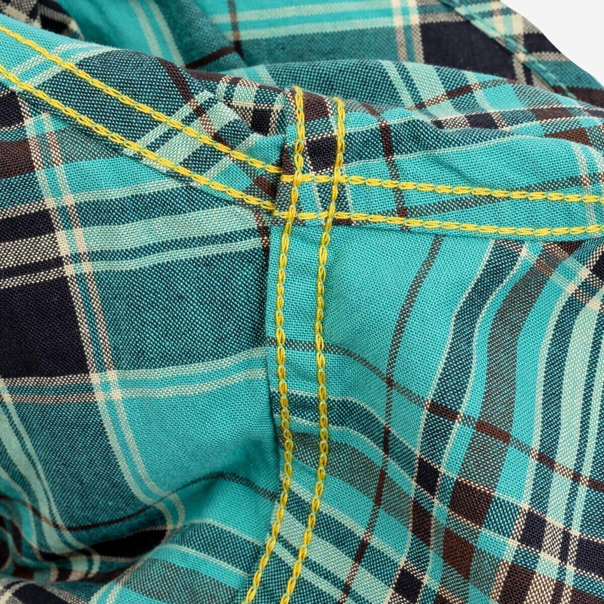 Iron Heart - IHSH-360-GRN - 5oz Selvedge Madras Check Short Sleeve Work Shirt - Green - City Workshop Men's Supply Co.