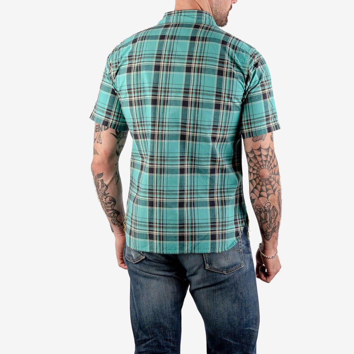 Iron Heart - IHSH-360-GRN - 5oz Selvedge Madras Check Short Sleeve Work Shirt - Green - City Workshop Men's Supply Co.