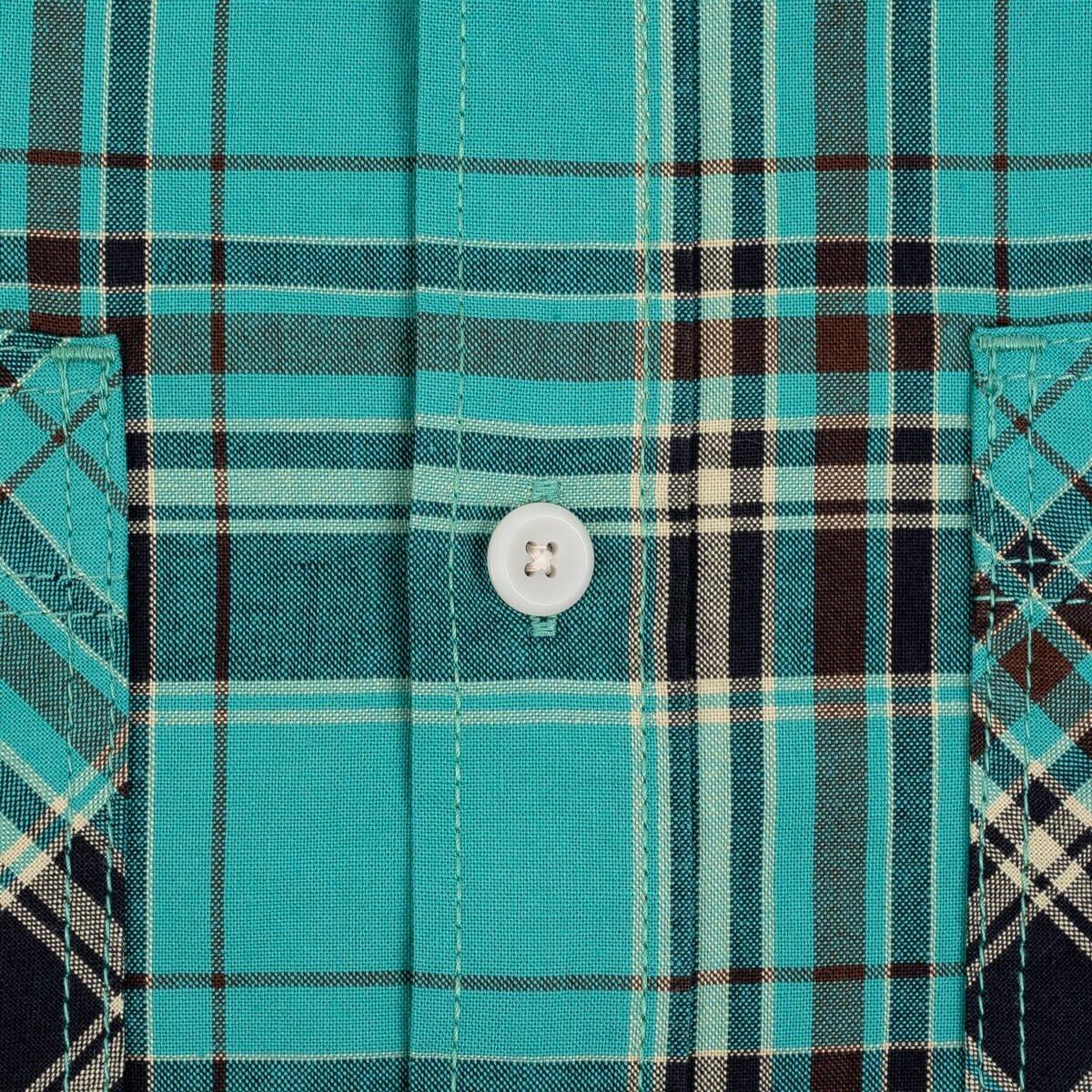 Iron Heart - IHSH-360-GRN - 5oz Selvedge Madras Check Short Sleeve Work Shirt - Green - City Workshop Men's Supply Co.