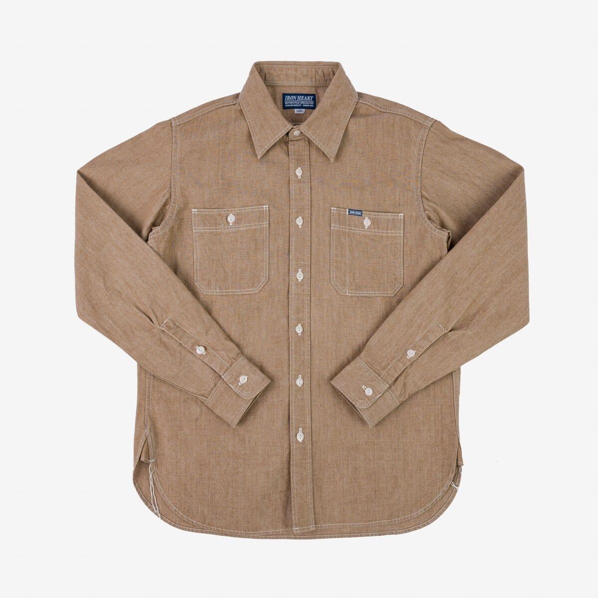 Iron Heart - IHSH-363-MOC - 10oz Organic Chambray Work Shirt - Mocha - City Workshop Men's Supply Co.