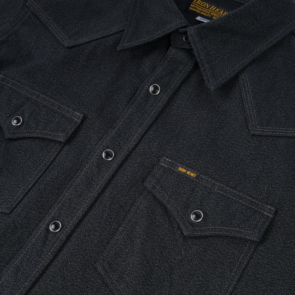 Iron Heart - IHSH-367-BLK - 10oz Mock Twist Twill Western Shirt - Black - City Workshop Men's Supply Co.