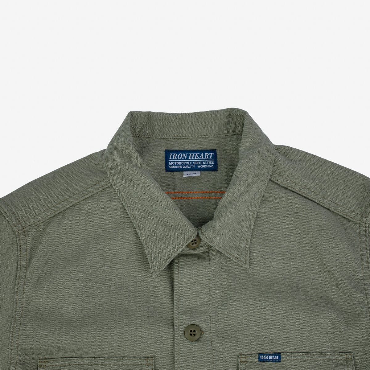 Iron Heart - IHSH-385-ODG - 9oz Herringbone Military Shirt - Olive Drab Green - City Workshop Men's Supply Co.