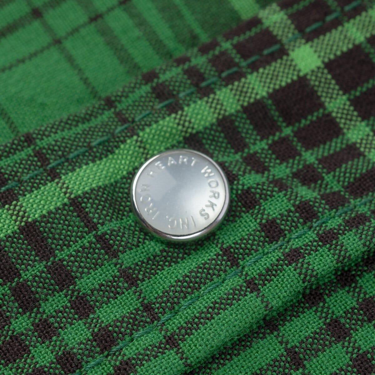 Iron Heart - IHSH-386-GRN - 5oz Selvedge Short Sleeved Western Shirt - Green Vintage Check - City Workshop Men's Supply Co.