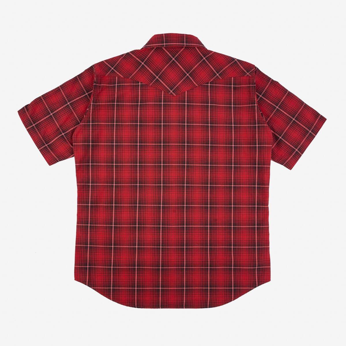 Iron Heart - IHSH-386-RED - 5oz Selvedge Short Sleeved Western Shirt - Red Vintage Check - City Workshop Men's Supply Co.