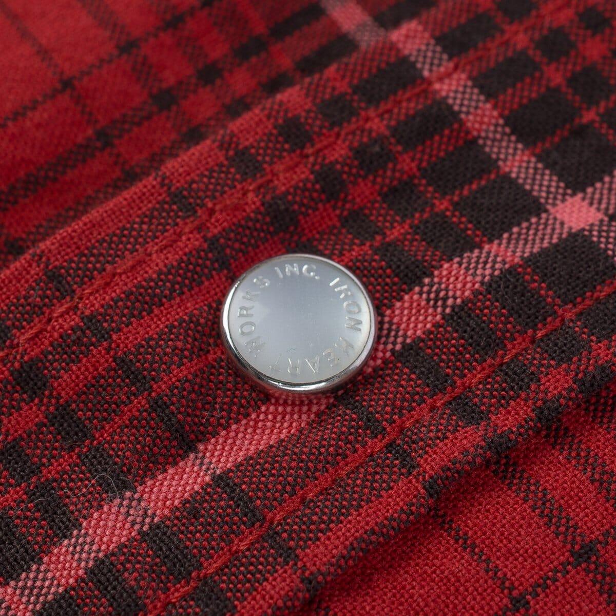 Iron Heart - IHSH-386-RED - 5oz Selvedge Short Sleeved Western Shirt - Red Vintage Check - City Workshop Men's Supply Co.