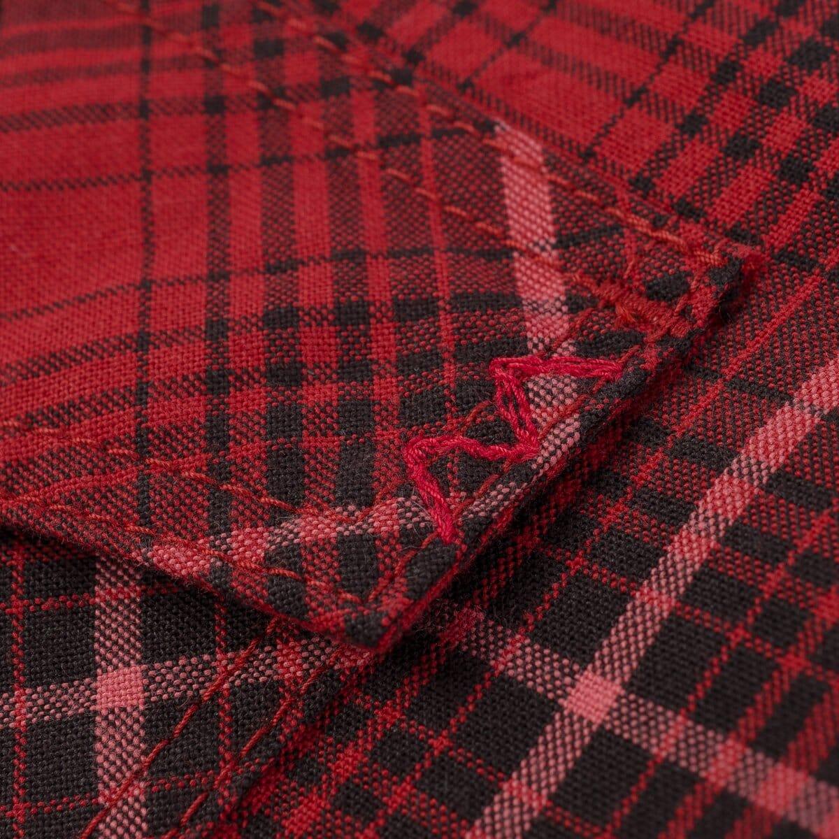 Iron Heart - IHSH-386-RED - 5oz Selvedge Short Sleeved Western Shirt - Red Vintage Check - City Workshop Men's Supply Co.