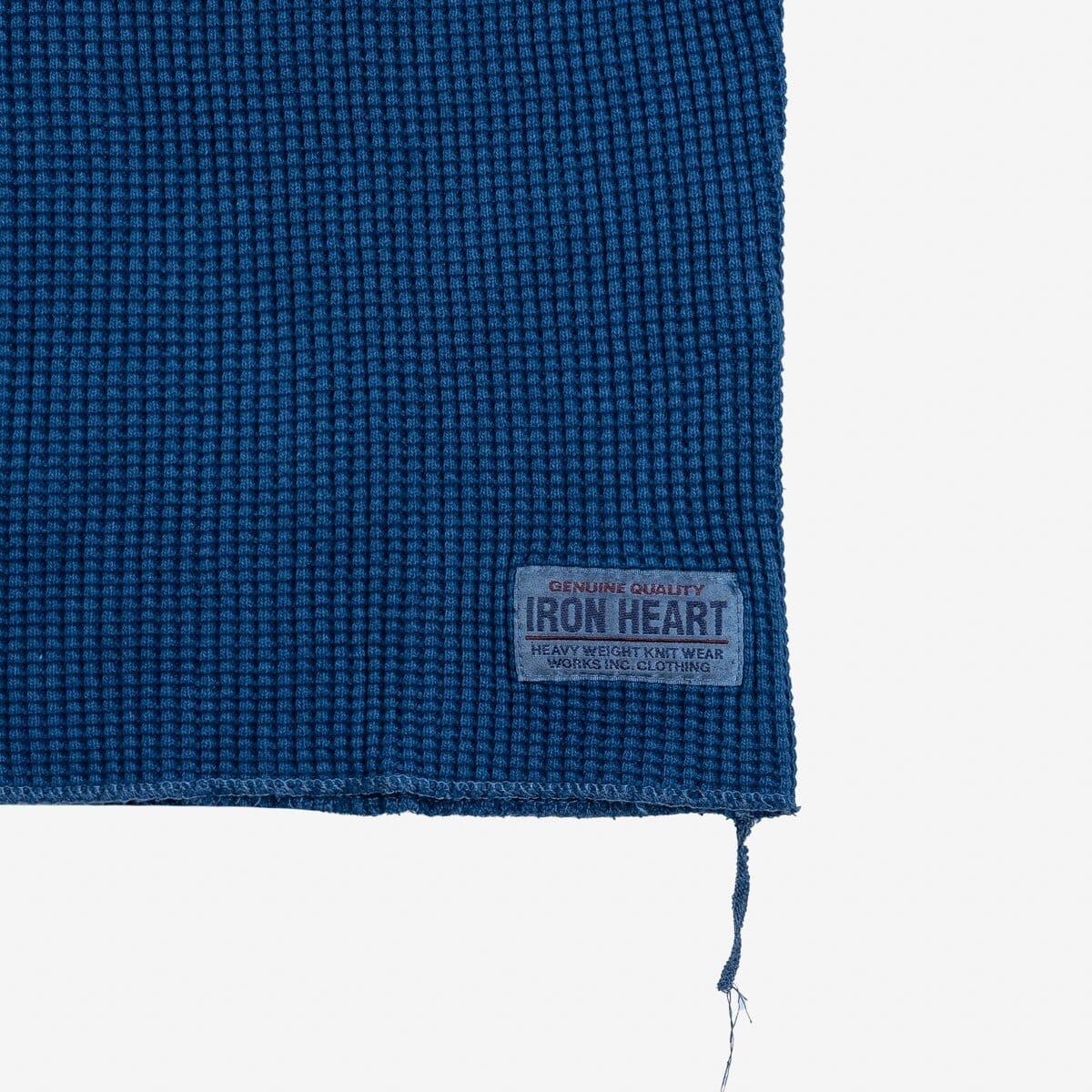 Iron Heart - Waffle Knit Long Sleeved Crew Neck Thermal Top - Indigo Dyed - City Workshop Men's Supply Co.