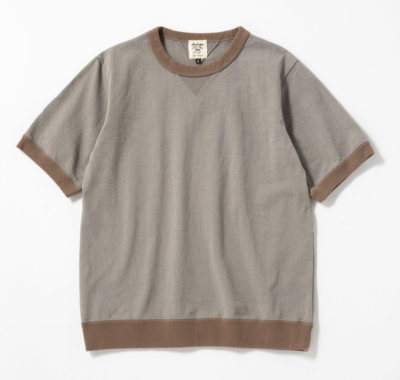 Jackman - Dotsume Rib T-Shirt - Solid GrayxBeige - City Workshop Men's Supply Co.