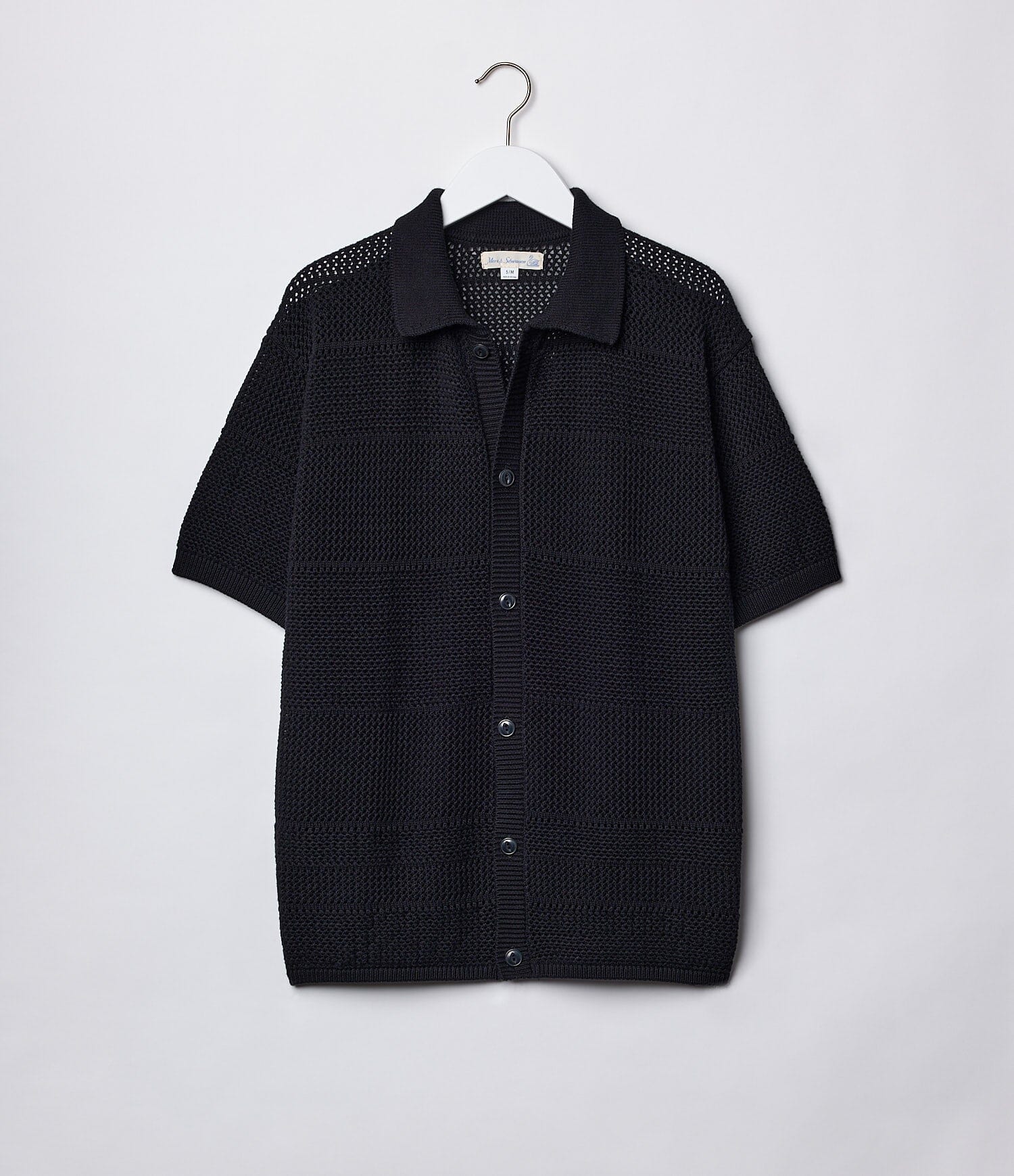 Merz b. Schwanen - [KNITSHIRT01] Men's Crochet Shirt - Deep
