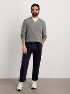 Alex Mill - V-Neck Sweater in Lightweight Cashmere in Heather Grey - City Workshop Men's Supply Co.