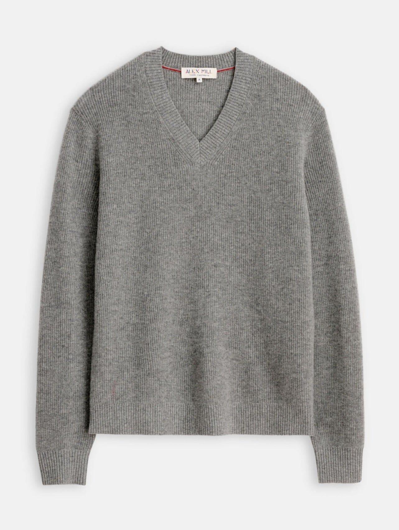 Alex Mill - V-Neck Sweater in Lightweight Cashmere in Heather Grey - City Workshop Men's Supply Co.