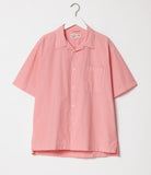 Merz b. Schwanen - SHIRT03 UNISEX Bowling Shirt, Organic Cotton Poplin, Relaxed Fit - Peach - City Workshop Men's Supply Co.