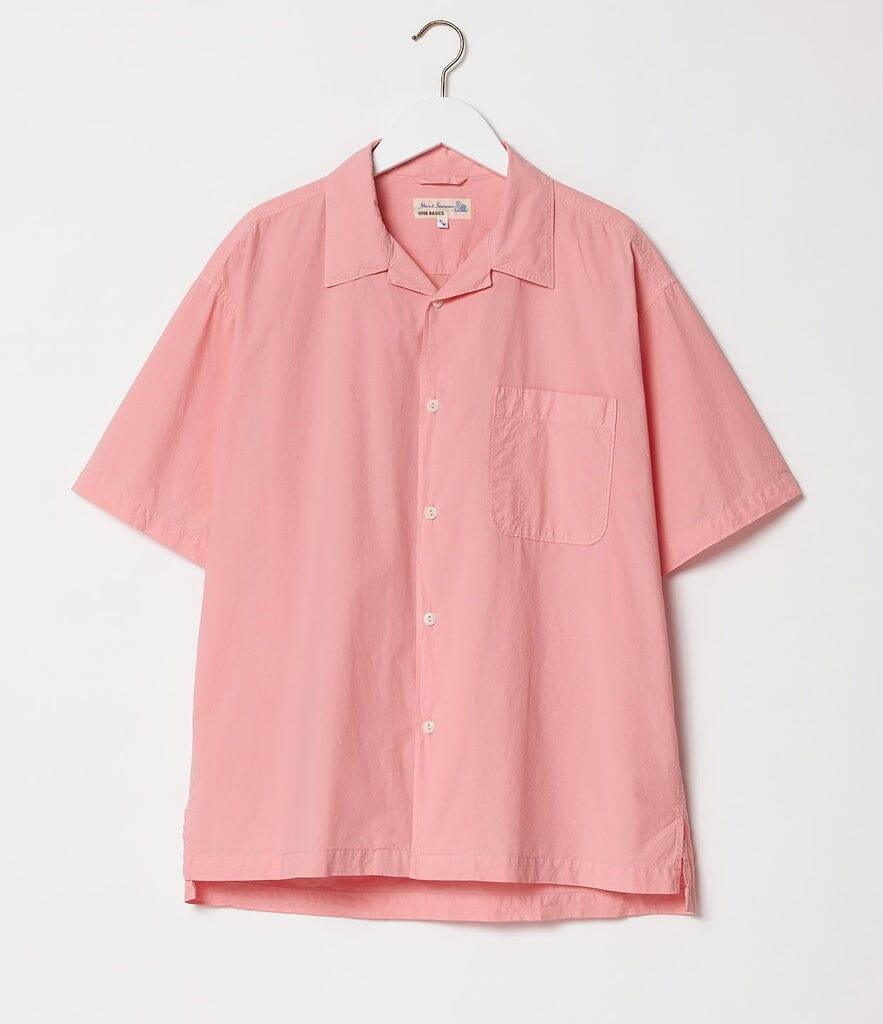 Merz b. Schwanen - SHIRT03 UNISEX Bowling Shirt, Organic Cotton Poplin, Relaxed Fit - Peach - City Workshop Men's Supply Co.