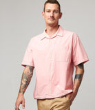 Merz b. Schwanen - SHIRT03 UNISEX Bowling Shirt, Organic Cotton Poplin, Relaxed Fit - Peach - City Workshop Men's Supply Co.