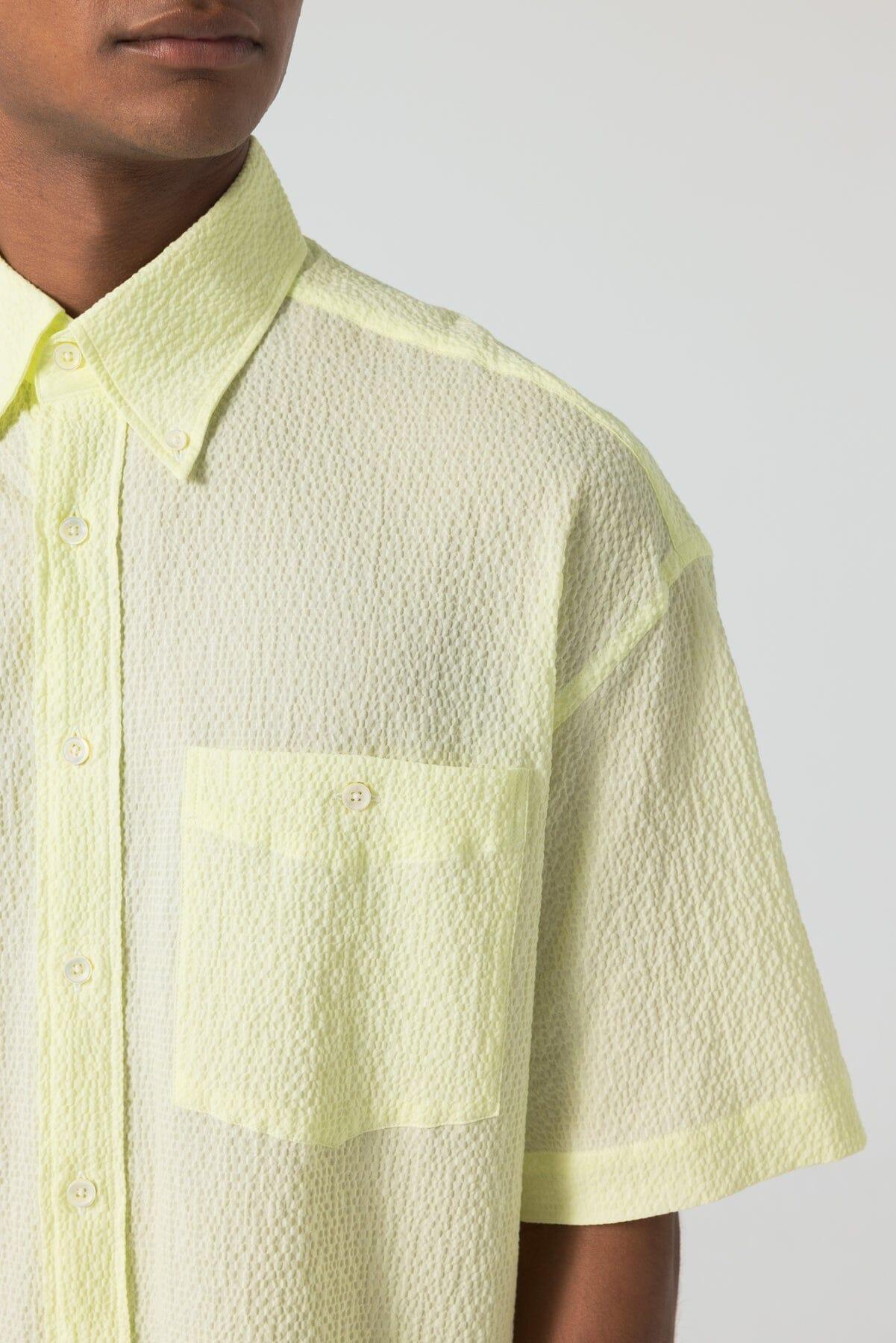 Unfeigned - Short Sleeve Baggy Shirt Seersucker - Lemon - City Workshop Men's Supply Co.
