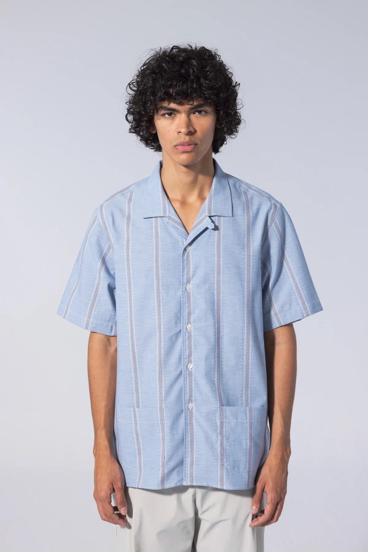 Unfeigned - Short Sleeve Shirt S1 Embroidery - Denim - City Workshop Men's Supply Co.