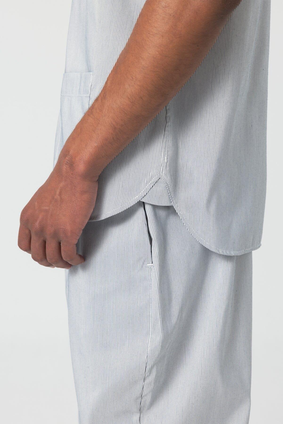 Unfeigned - Short Sleeve Shirt S1 Technical Seaqual - Navy Stripes - City Workshop Men's Supply Co.