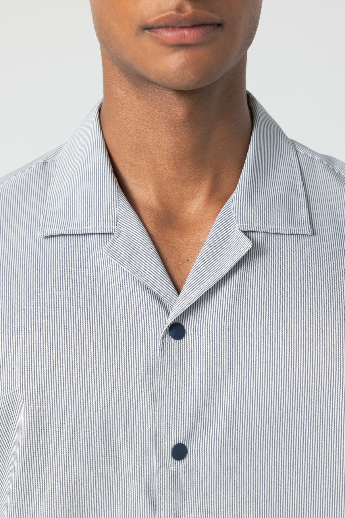 Unfeigned - Short Sleeve Shirt S1 Technical Seaqual - Navy Stripes - City Workshop Men's Supply Co.