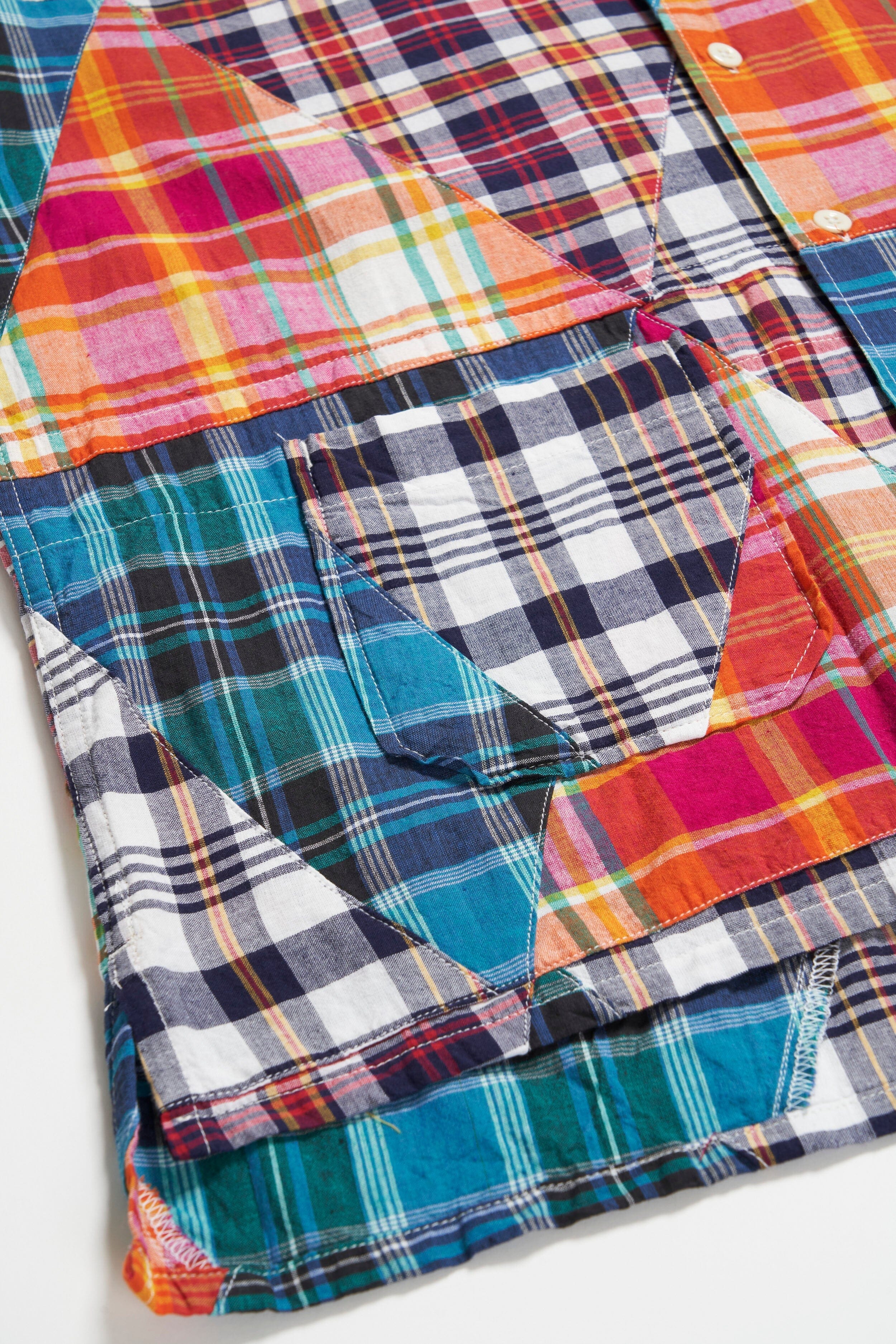 Engineered Garments - Camp Shirt - Multi Color Triangle Patchwork Madras - City Workshop Men's Supply Co.