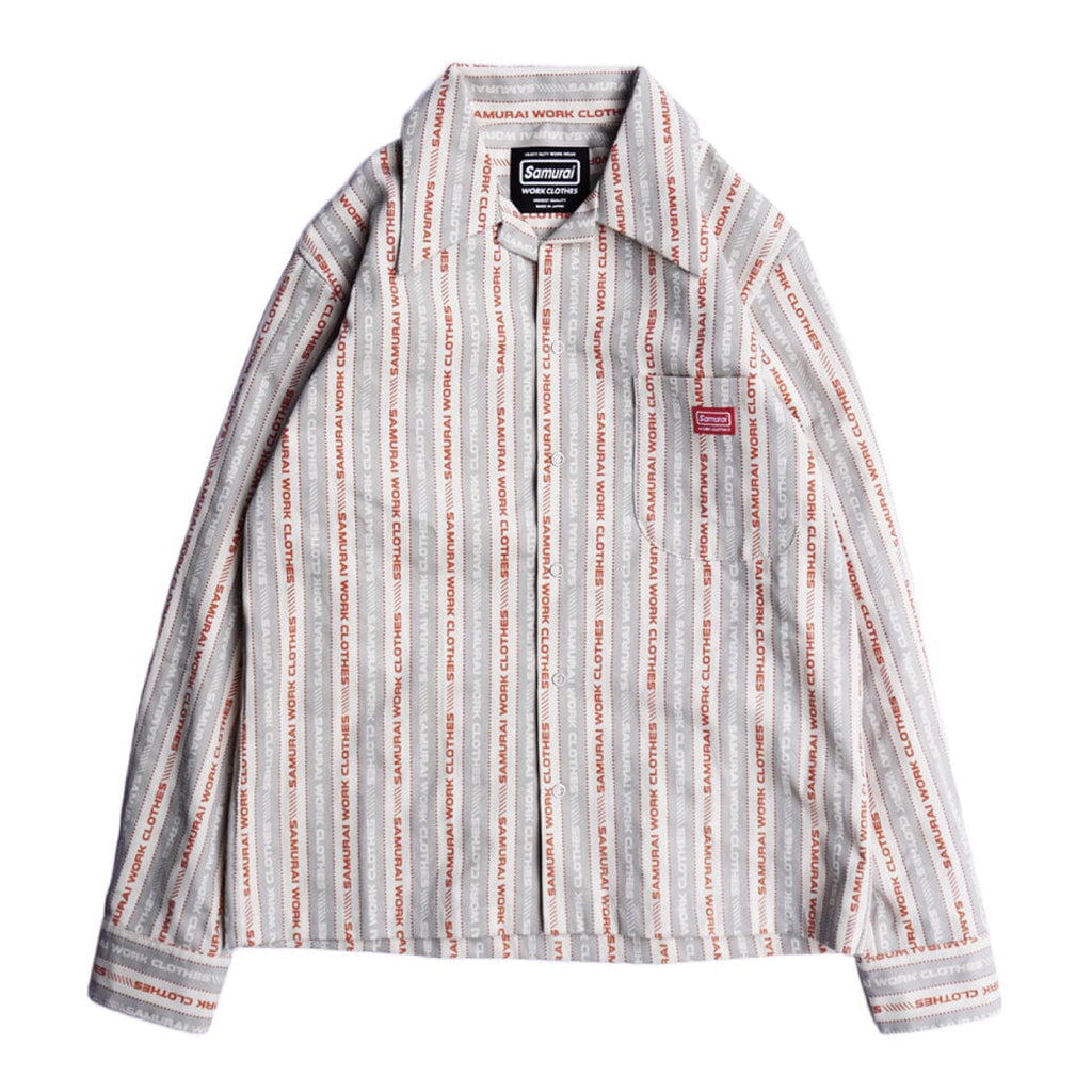 SAMURAI JEANS - Patterned Open-collar Shirt (SWCW23-FP) in Grey - City Workshop Men's Supply Co.