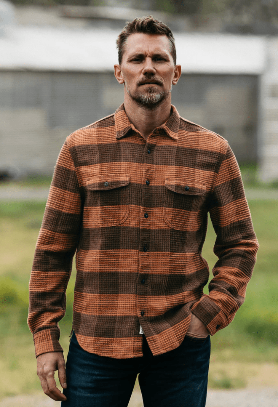 KATO - The Brace Waffle Plaid Shirt - Campfire - City Workshop Men's Supply Co.