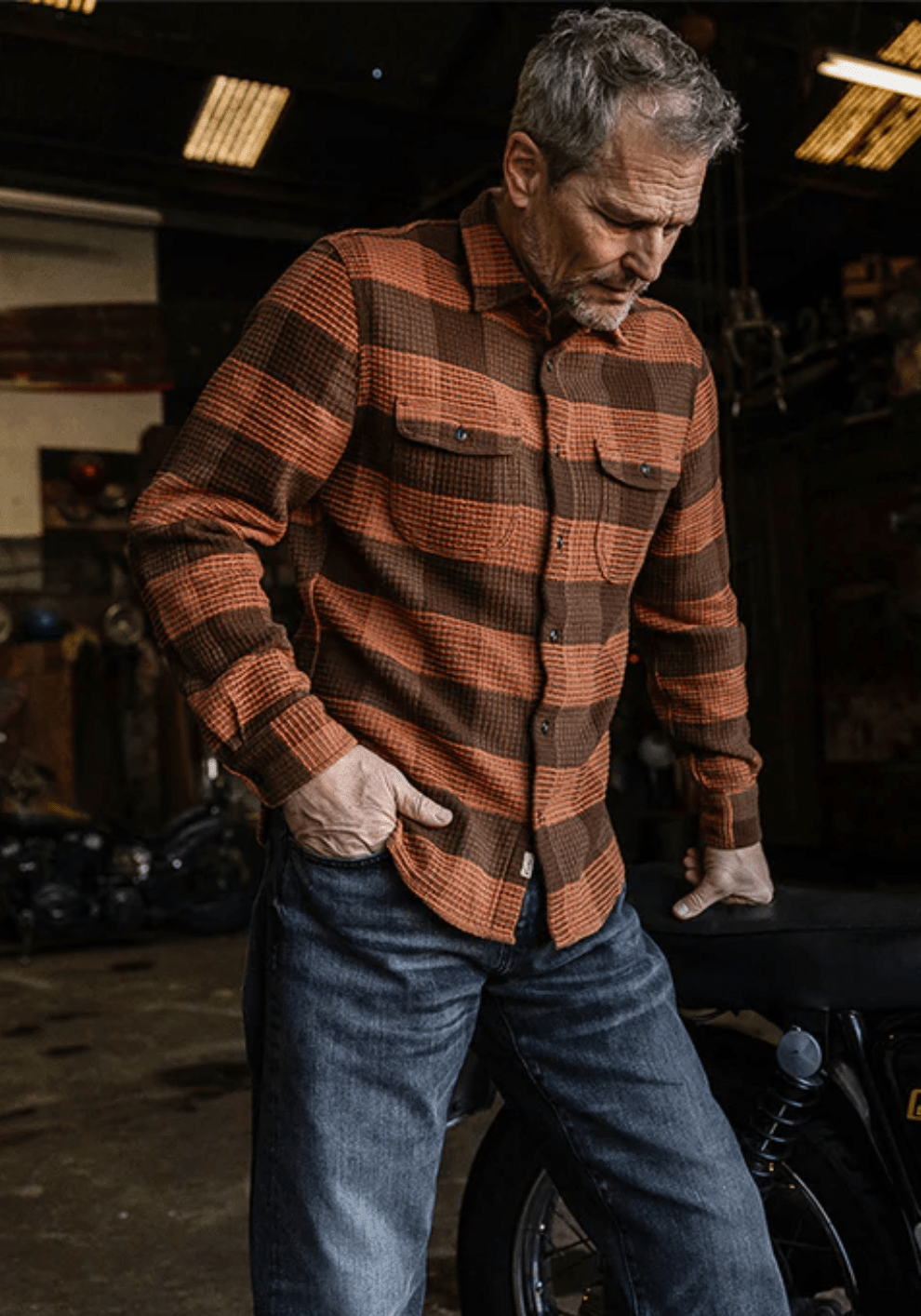 KATO - The Brace Waffle Plaid Shirt - Campfire - City Workshop Men's Supply Co.