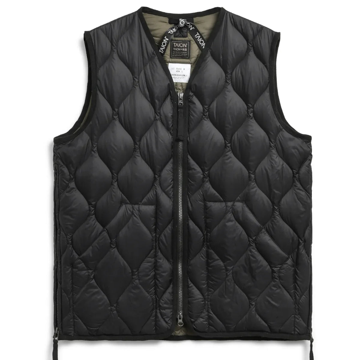 TAION - Military V-Neck W-Zip Down Vest (Soft Shell) - Black TAION - Military V-Neck W-Zip Down Vest (Soft Shell) - Black