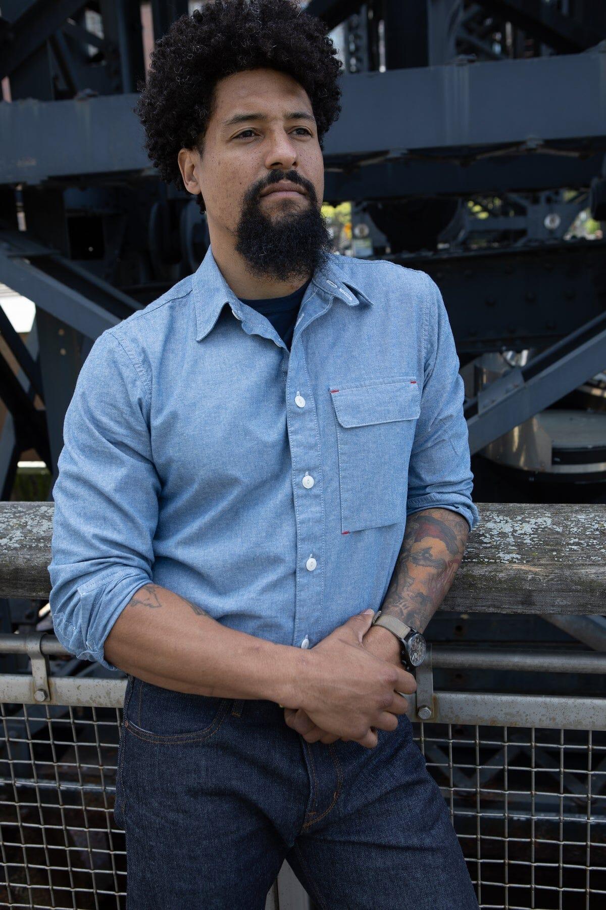 Blackthorn Denim - Hudson Work Shirt - Mid Blue - City Workshop Men's Supply Co.