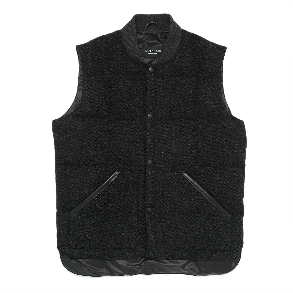 Outclass - Charcoal Herringbone Down Vest – City Workshop Men's Supply Co.