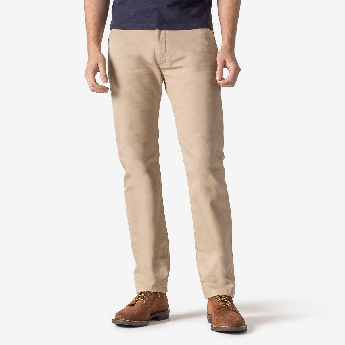 Iron Heart - IH-721 - 9oz Mercerised Selvedge Cotton Slim Tapered Chinos - Khaki - City Workshop Men's Supply Co.