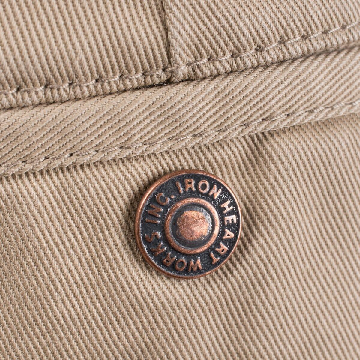 Iron Heart - IH-721 - 9oz Mercerised Selvedge Cotton Slim Tapered Chinos - Khaki - City Workshop Men's Supply Co.