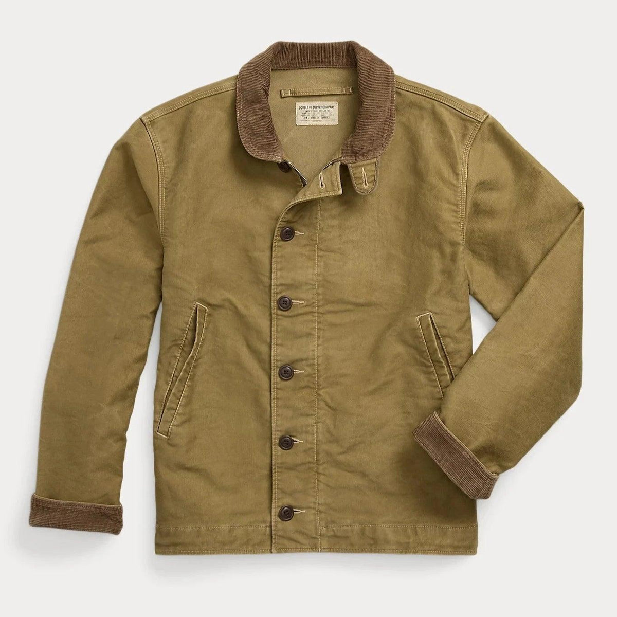Double RL - Corduroy-Collar Cotton Deck Jacket - Khaki Drab – City