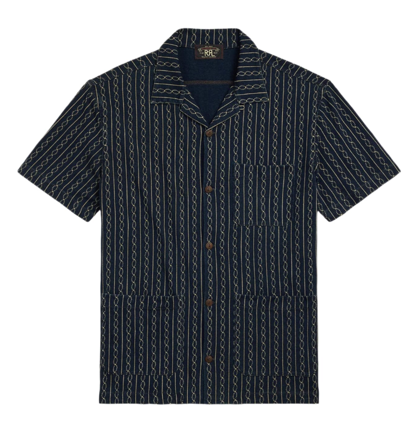 極美品 RRL Indigo Print Jersey Camp Shirt M s7-AI782959783001_lifestyle.